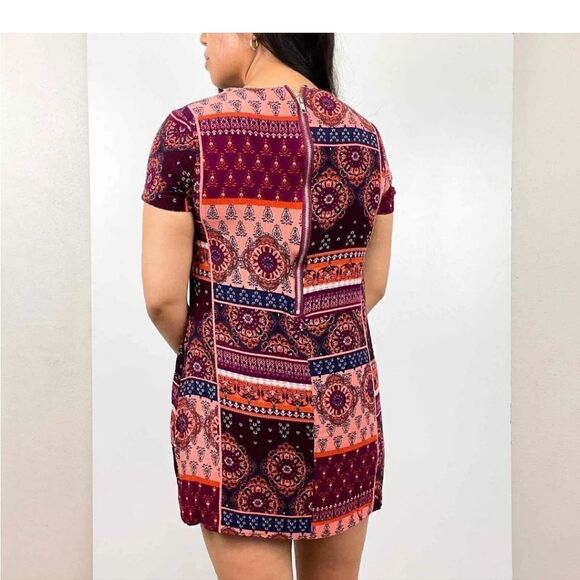 VICI Mix Boho Prints Short Sleeve Dress W Pockets Visible Back Zipper Size M - Picture 6 of 11